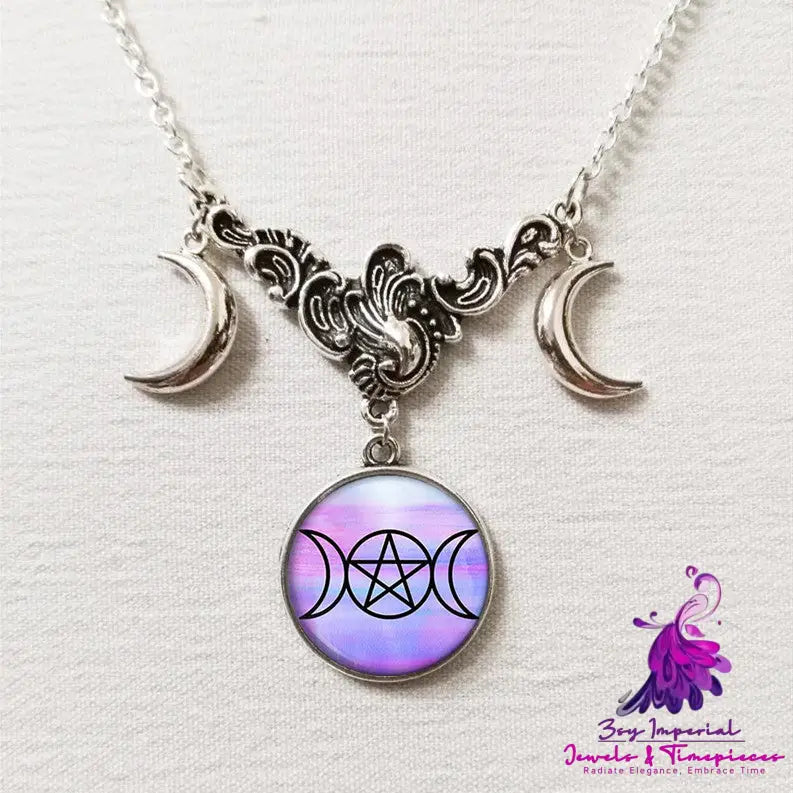 Fashion Triple Moon Silver Necklace