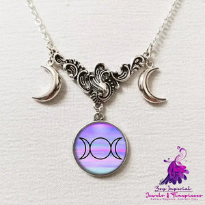 Fashion Triple Moon Silver Necklace