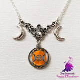 Fashion Triple Moon Silver Necklace