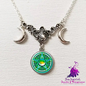 Fashion Triple Moon Silver Necklace