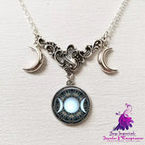 Fashion Triple Moon Silver Necklace