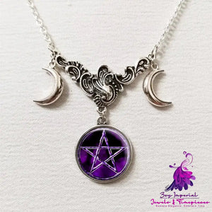 Fashion Triple Moon Silver Necklace