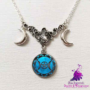 Fashion Triple Moon Silver Necklace