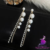 Women’s Fashion Personality Simple Pearl Tassel Earrings