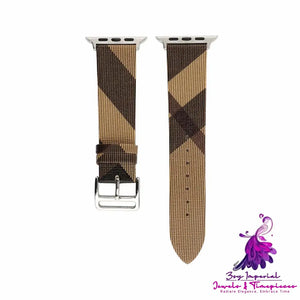 Plaid Leather Fashion Watch Strap