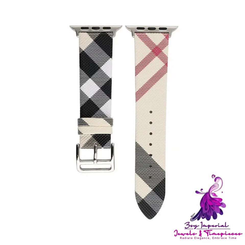 Plaid Leather Fashion Watch Strap