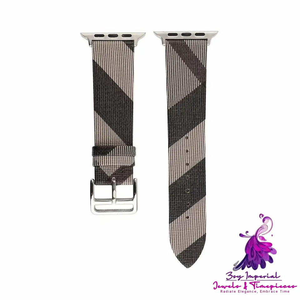 Plaid Leather Fashion Watch Strap