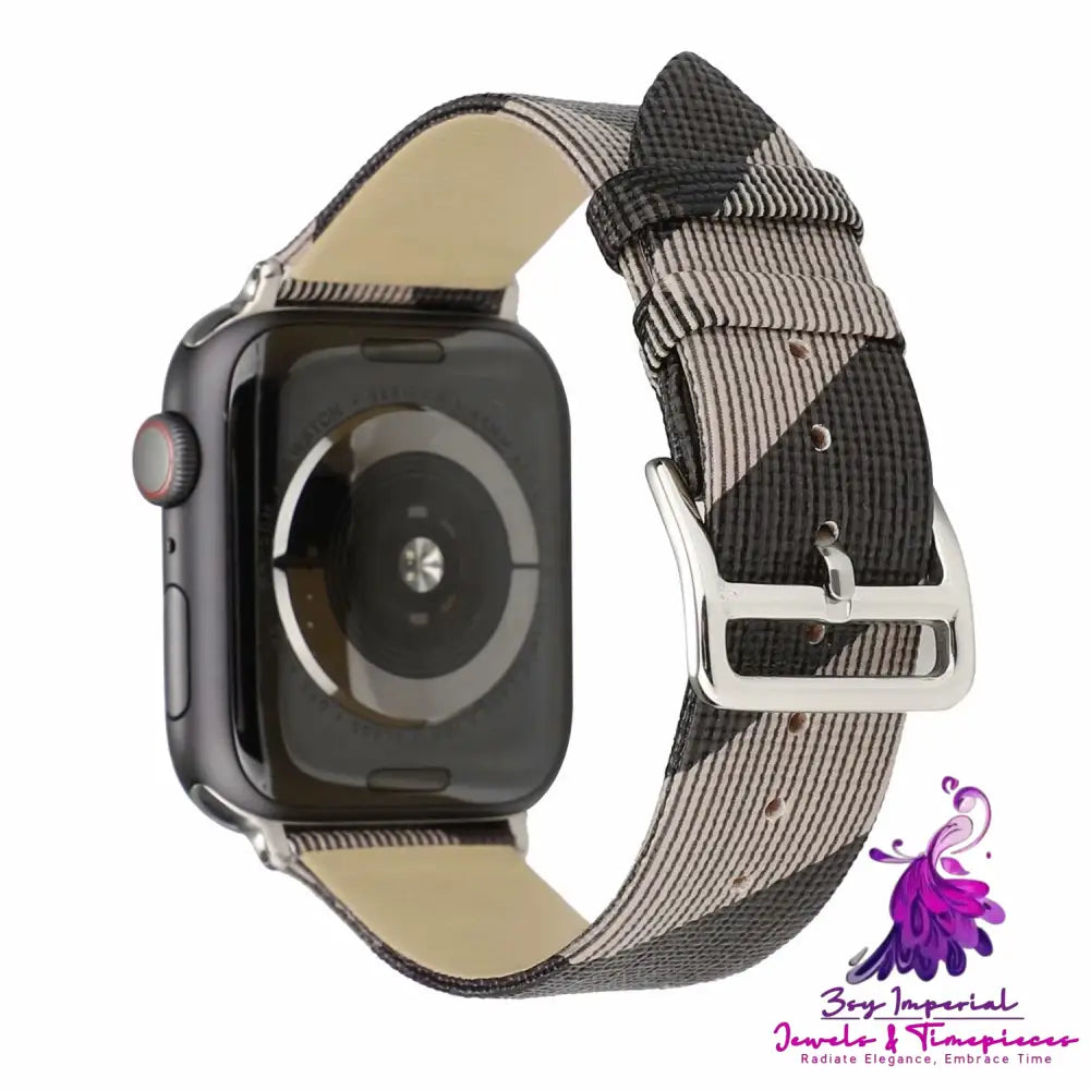 Plaid Leather Fashion Watch Strap