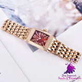 Shell Face Square Diamond Quartz Watch