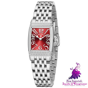 Shell Face Square Diamond Quartz Watch