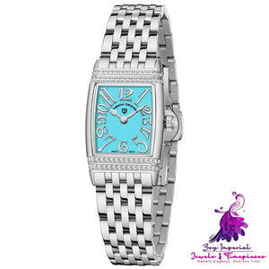 Shell Face Square Diamond Quartz Watch