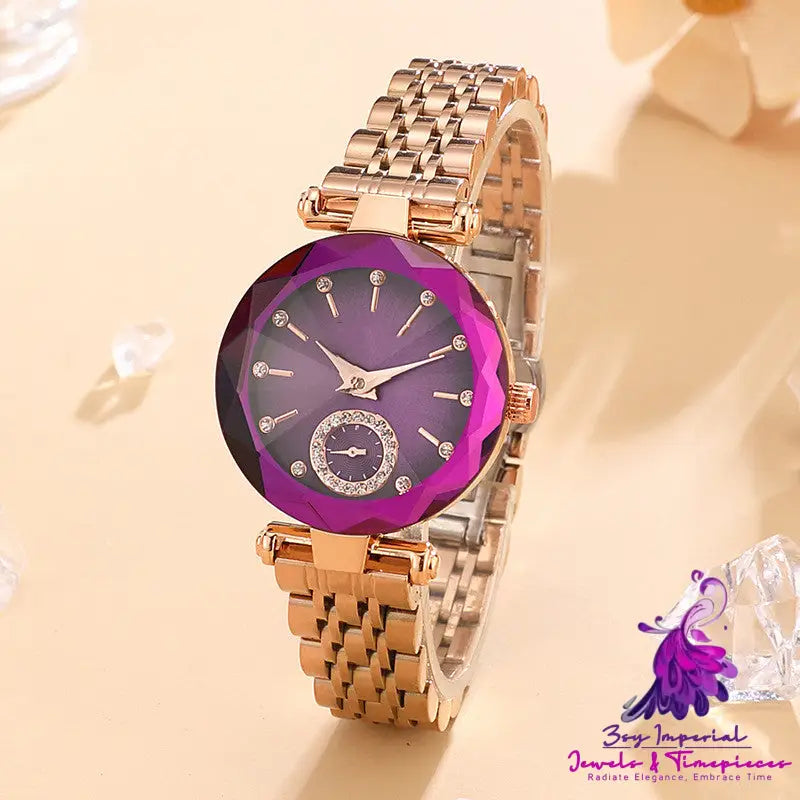 Fashion Cut Steel Band Quartz Watch