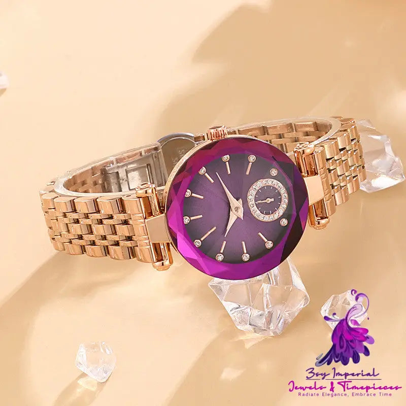 Fashion Cut Steel Band Quartz Watch