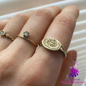 New Retro Sun And Moon Ring