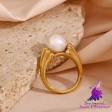 Stainless Steel Plated With 18K Simple Temperament Ring