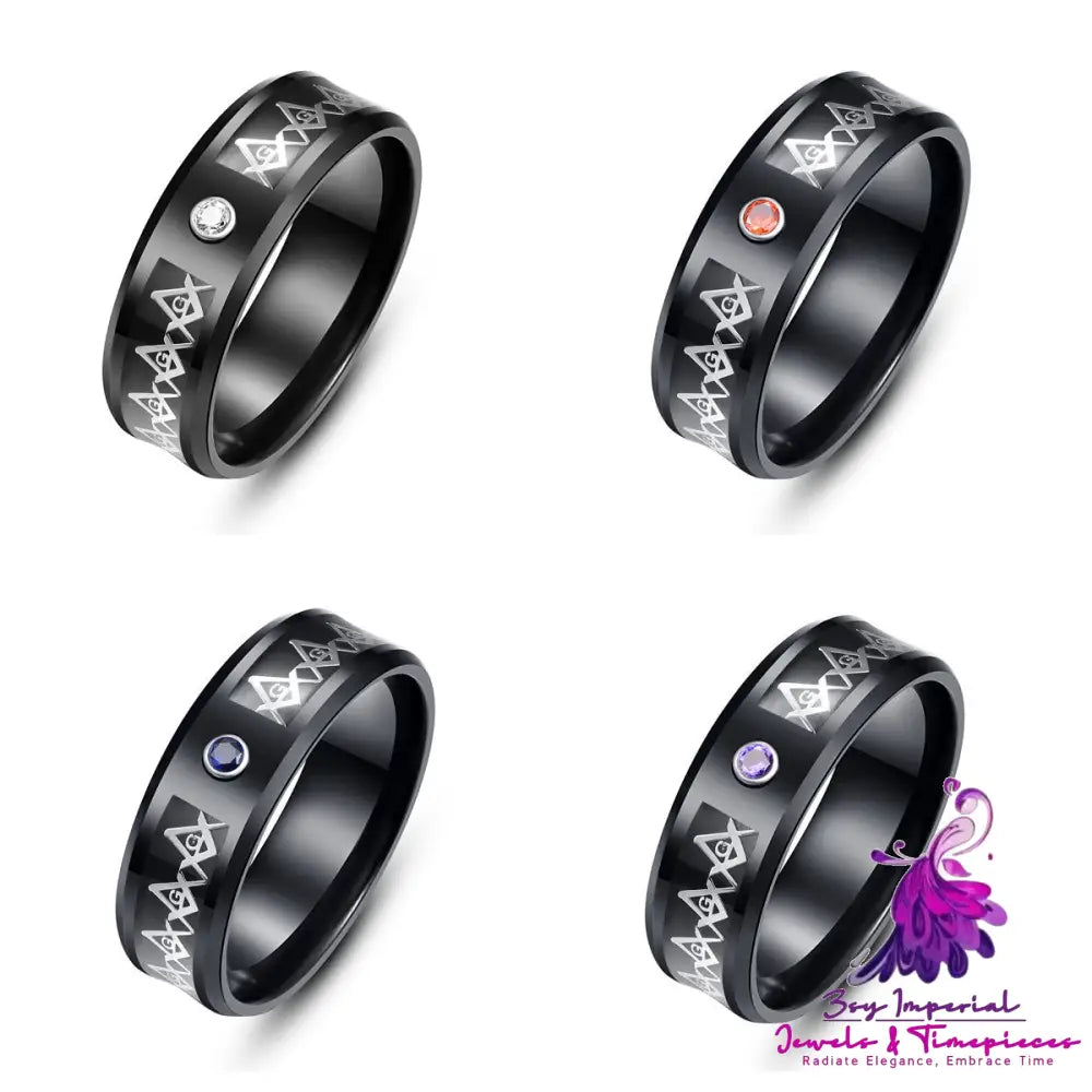 Color Zirconia Stainless Steel Ring