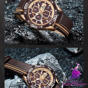 Skeleton Three-eye Fashion Waterproof Watch