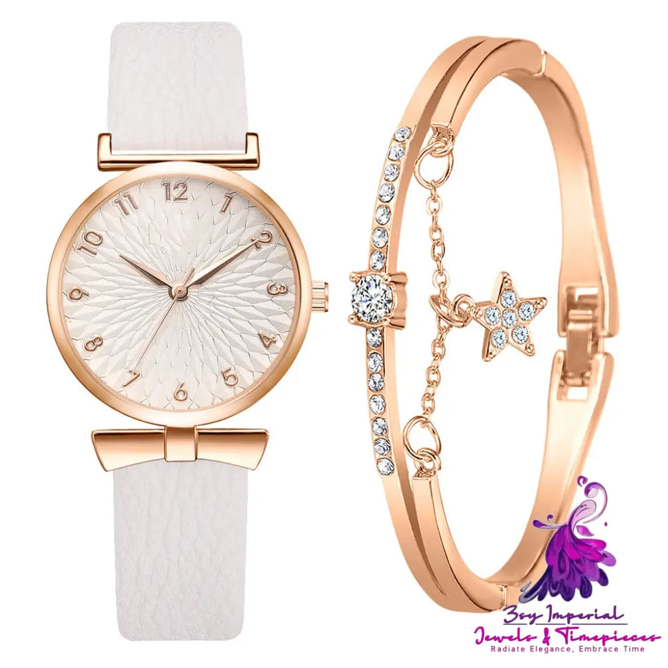 Fashion Women’s Simple Fashion PU Strap Quartz Watch