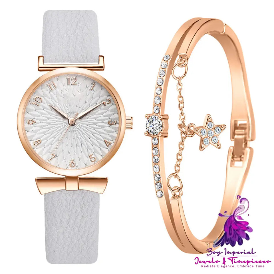 Fashion Women’s Simple Fashion PU Strap Quartz Watch