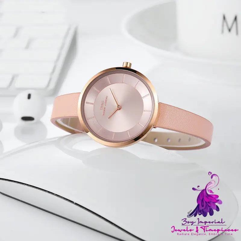 Trendy Thin Waterproof Student Watch for Ladies