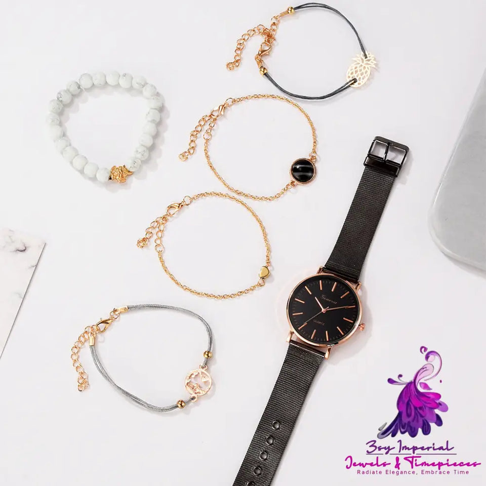 Trendy Quartz Watch Set for Women