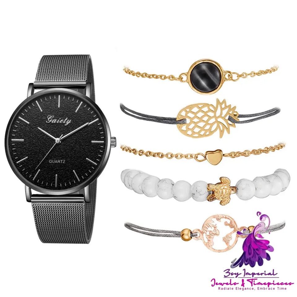 Trendy Quartz Watch Set for Women