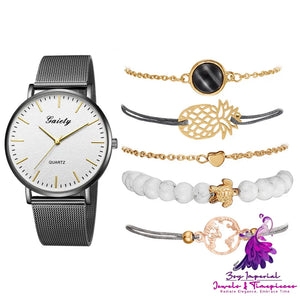 Trendy Quartz Watch Set for Women