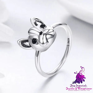 Sterling Silver French Bulldog Ring