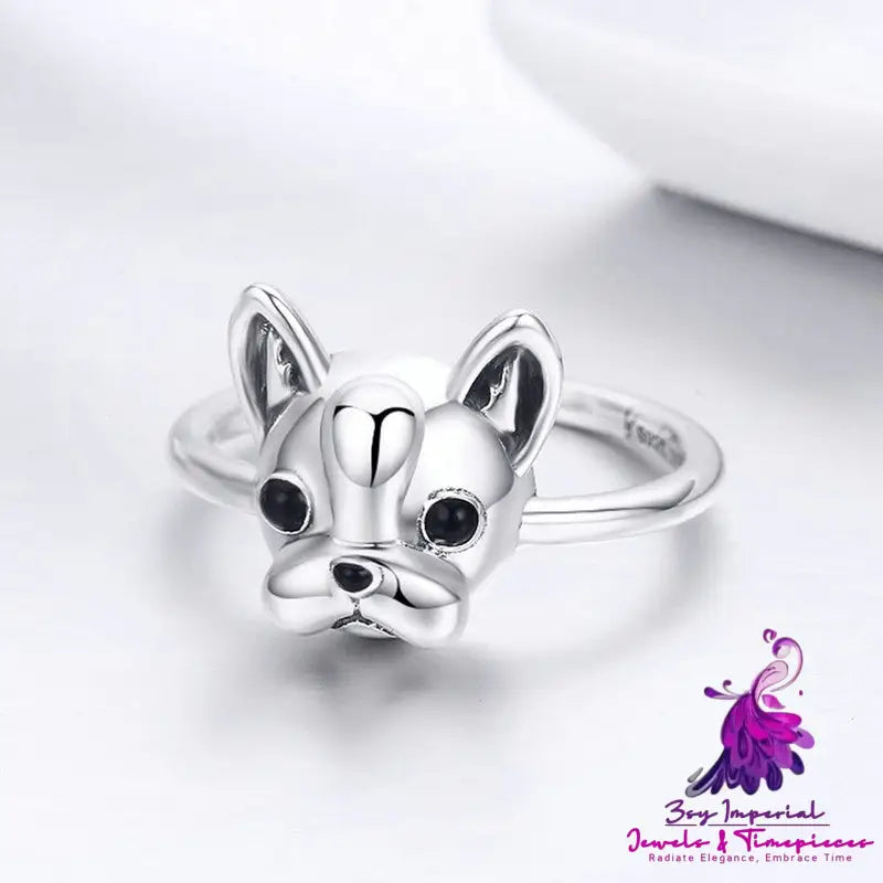 Sterling Silver French Bulldog Ring