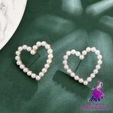 Women’s Faux Pearl Heart Handmade Earrings