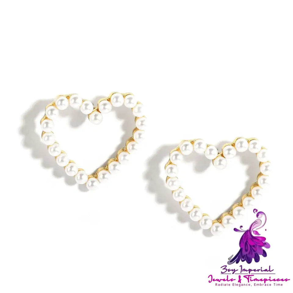 Women’s Faux Pearl Heart Handmade Earrings