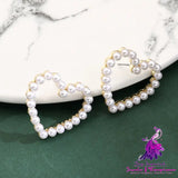 Women’s Faux Pearl Heart Handmade Earrings