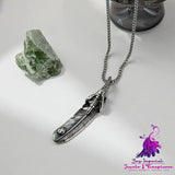 Retro Feather Titanium Necklace