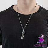 Retro Feather Titanium Necklace