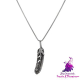 Retro Feather Titanium Necklace