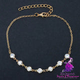 Simple Jewelry 7 Rhinestone Feet Chains Anklet