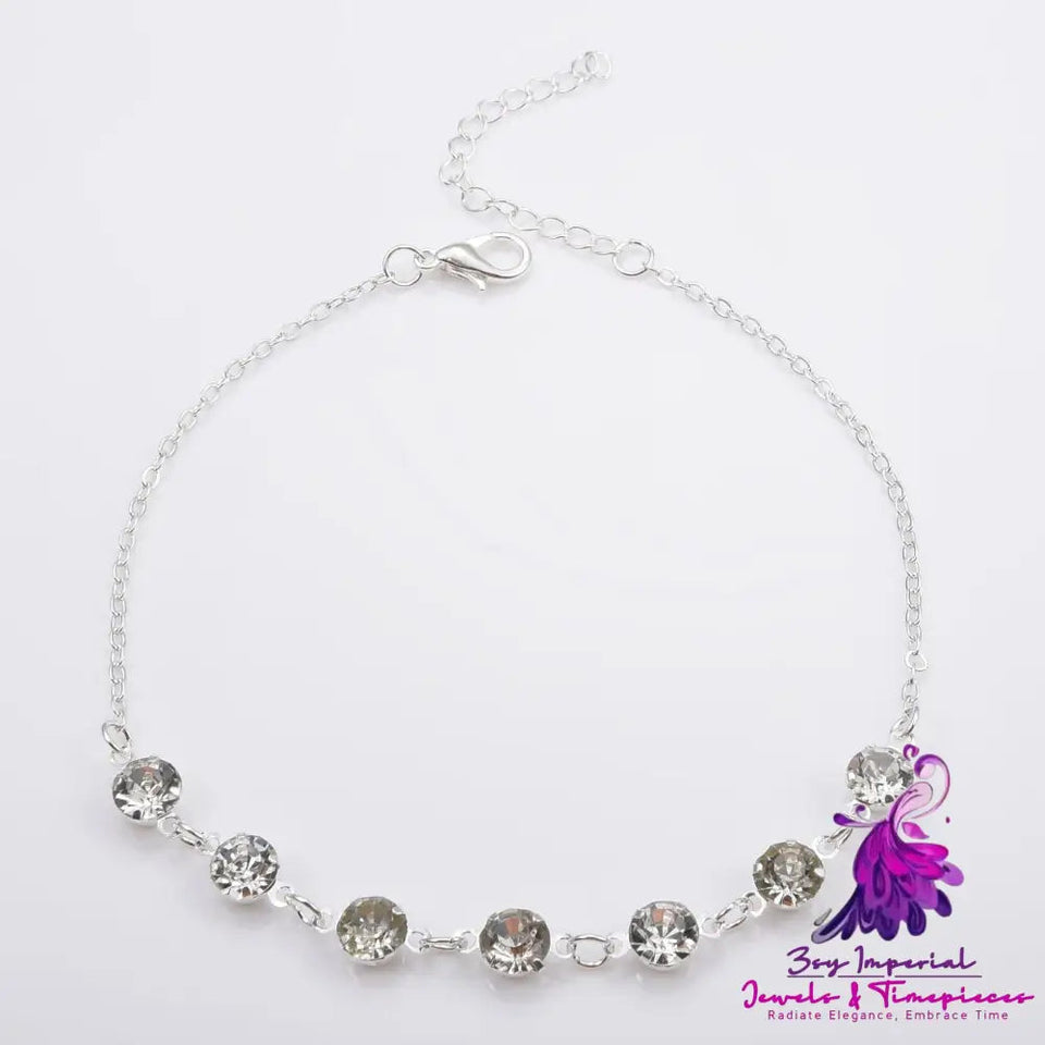 Simple Jewelry 7 Rhinestone Feet Chains Anklet