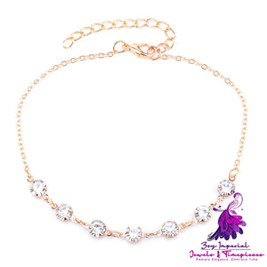 Simple Jewelry 7 Rhinestone Feet Chains Anklet