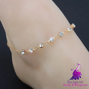 Simple Jewelry 7 Rhinestone Feet Chains Anklet