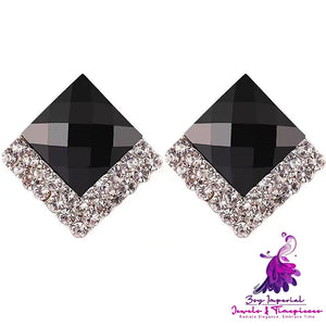 S990 Sterling Silver Black Earrings