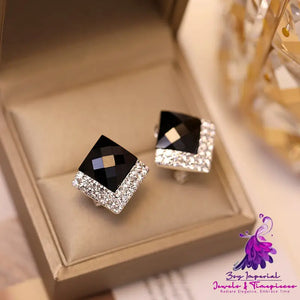 S990 Sterling Silver Black Earrings