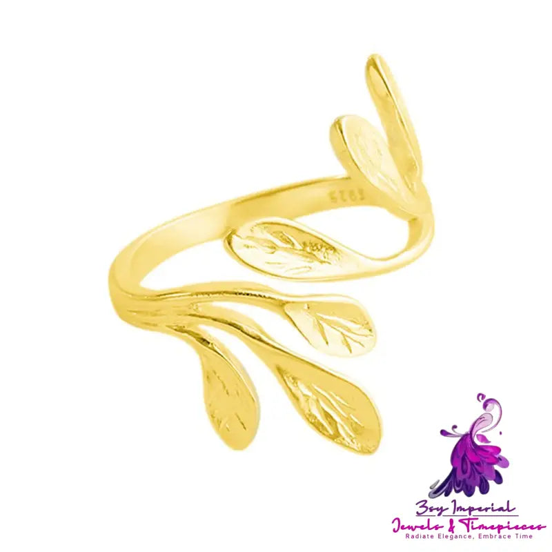 Tree Leaf Golden Open Ring