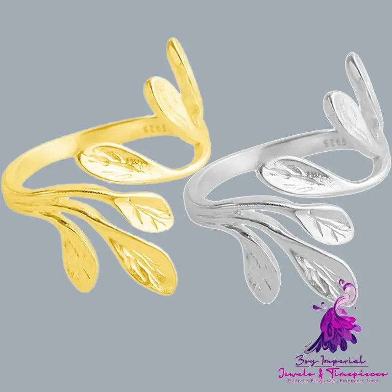 Tree Leaf Golden Open Ring