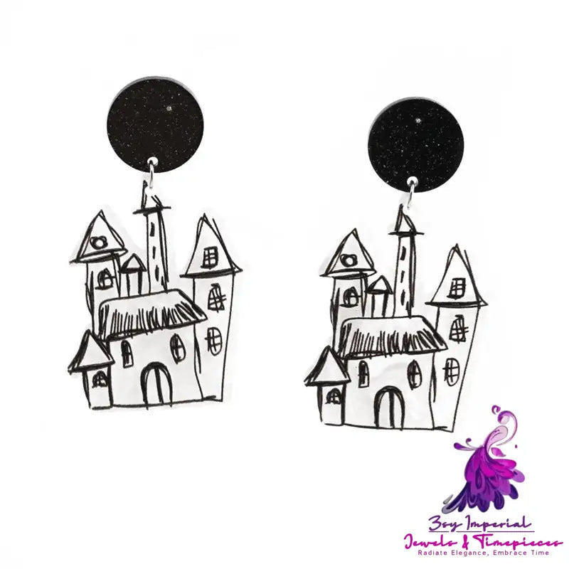 Halloween Female Ghost Skull Pumpkin Earrings