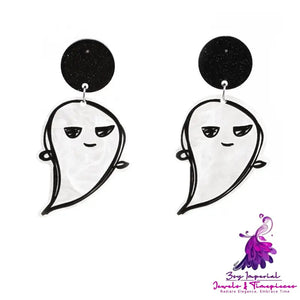 Halloween Female Ghost Skull Pumpkin Earrings