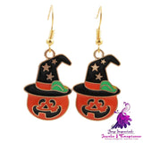 Halloween Female Ghost Skull Pumpkin Earrings