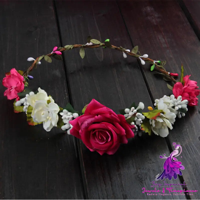 Bridesmaid Rose Wreath Hair Hoop