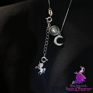 Silver Moonlight Unicorn Necklace