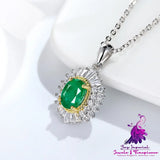 Natural Emerald Pendant with Silver Chain