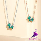 S925 Silver Ferris wheel Little Green Horse Necklace